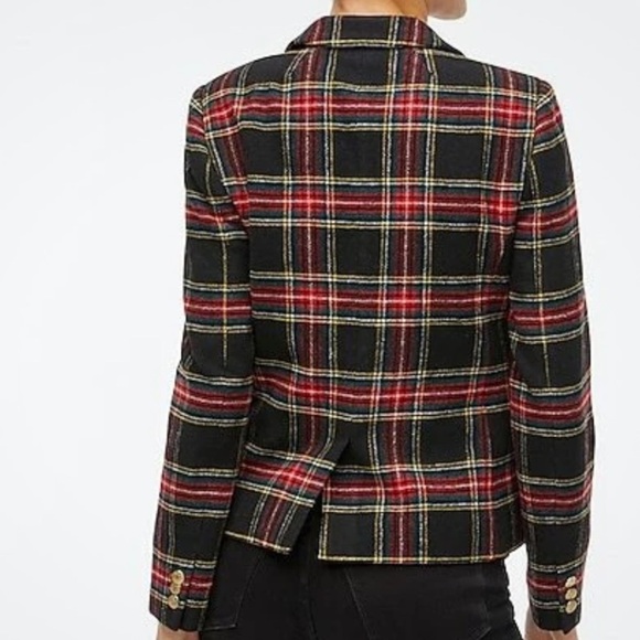 J crew Stewart tartan wool-blend plaid holiday schoolboy blazer size 8 j.crew - Picture 6 of 8